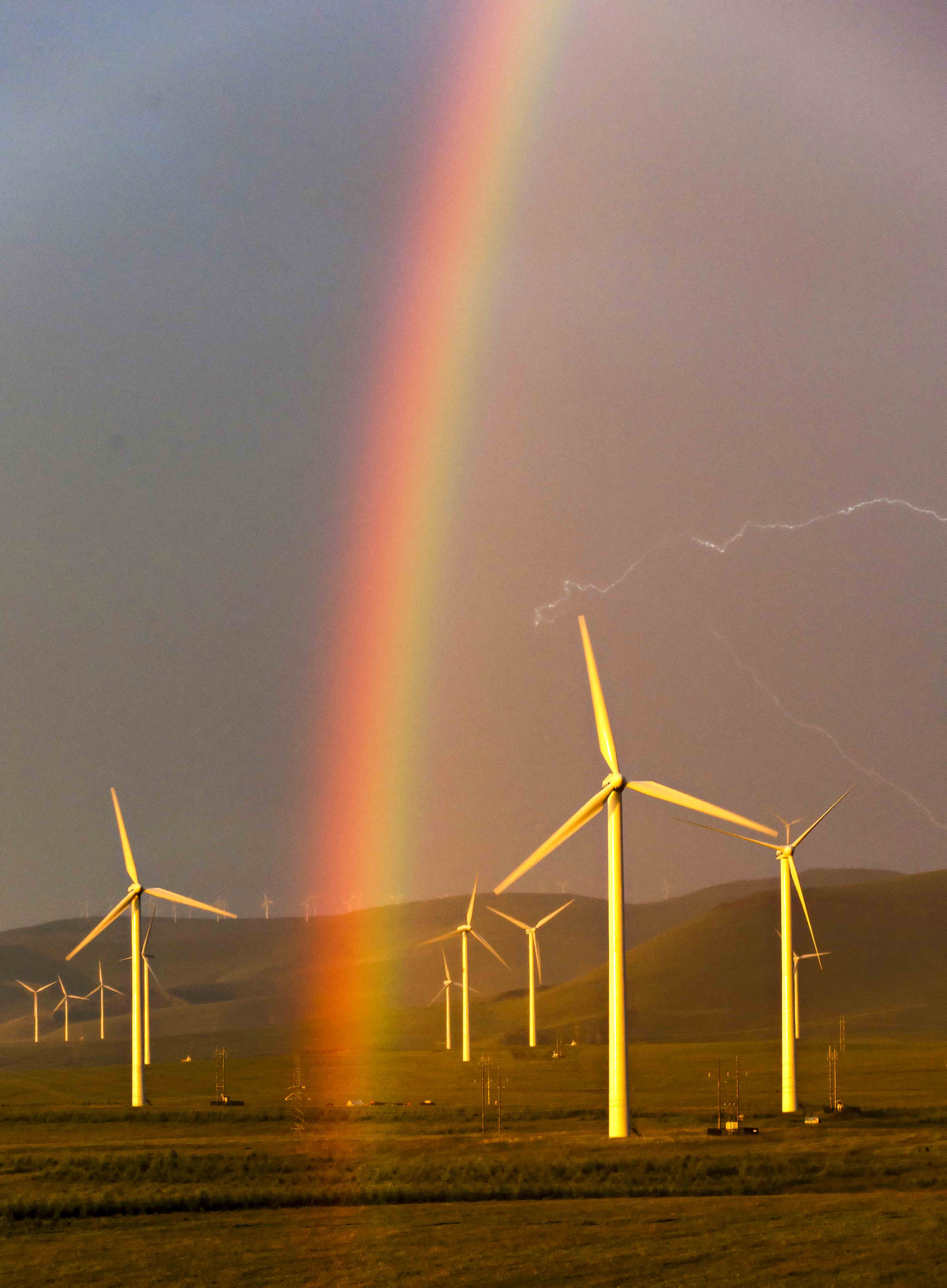 Rainbow over wind farm